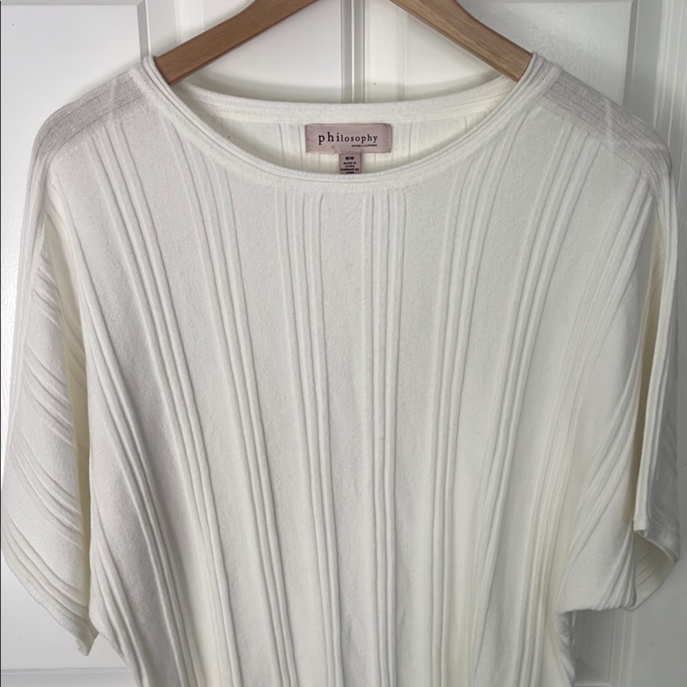 Philosophy Cream Ribbed Knit Blouse dolman sleeve medium - Picture 2 of 6